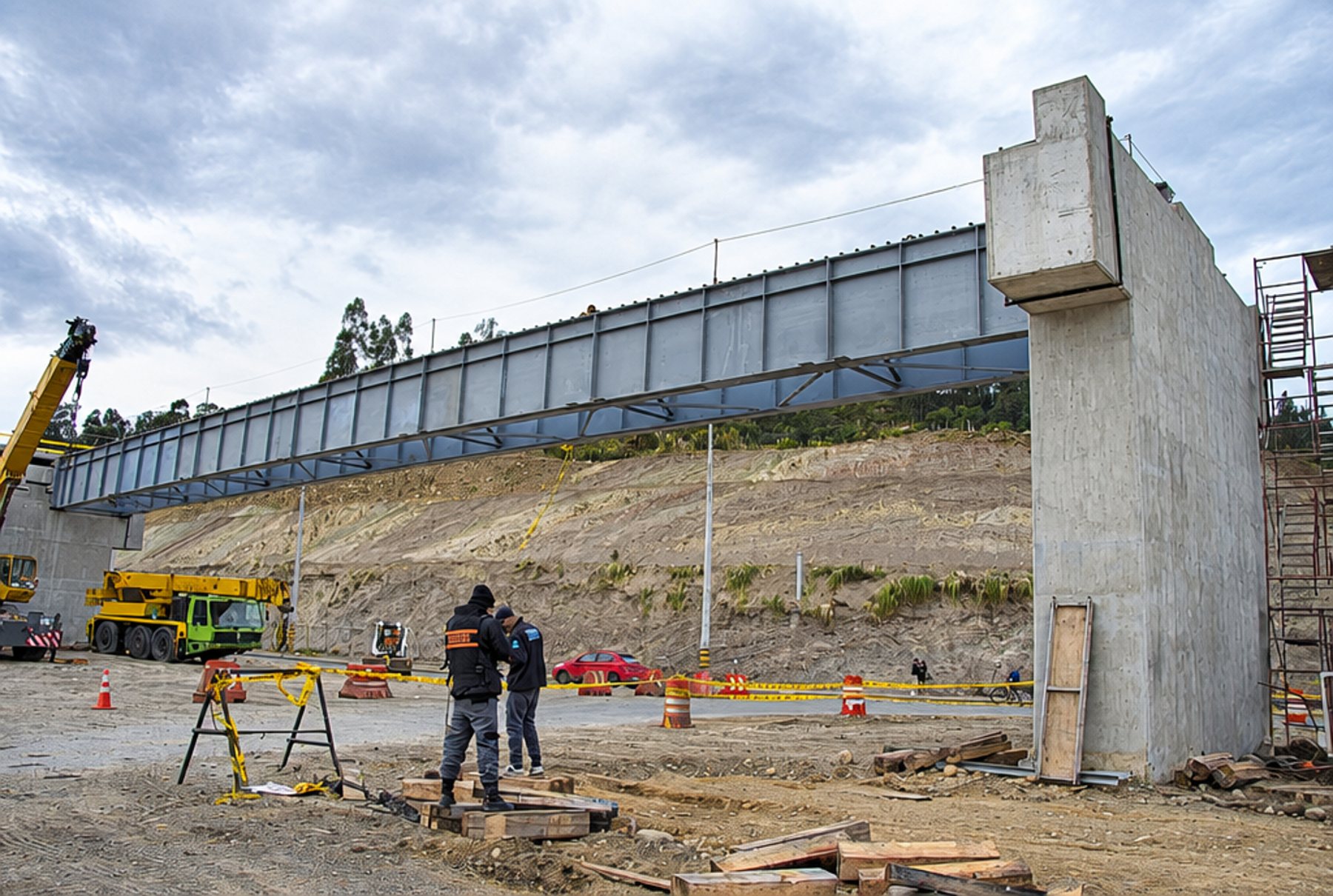 Montaje de viga metálica de puente